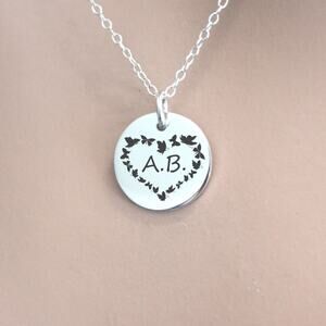 Custom Sterling Silver Butterfly Heart Initial Necklace